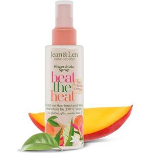 Jean & Len Beat The Heat Protection Spray met mango-geur, lichte consistentie, beschermt het haar tegen schade door hitte tot 230 °C, Heat Protection Spray, zonder parabenen en siliconen,