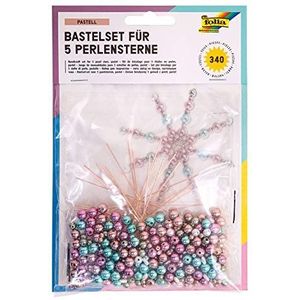 folia 12550 - knutselset voor 5 parelsterren pastel, roze/turquoise/grijs, 340-delig - ideaal als zelfgemaakte decoratie voor Kerstmis
