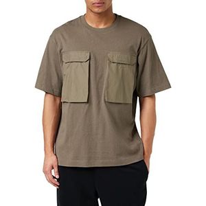 G-STAR RAW Heren Utility Woven Mix Boxy T-Shirt, Brown (Turf C336-273), L