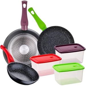 Set van 3 pannen, 20/24/28 cm, met 3 luchtdichte kunststof pannen, 850 ml, collectie Jolie