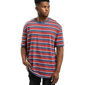 Urban Classics Yarn Dyed Oversized Board Stripe Tee T-shirt voor heren, Burnedred/Vintage Blue, M grote maten extra tall