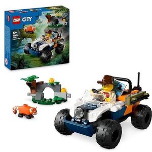 LEGO City Jungleonderzoekers: rode panda-missie met terreinwagen, Offroad Auto Speelgoed voor Kinderen, Bouwpakket met Dieren Figuur, Minifiguur en Jeep, Rollenspel voor Jongens en Meisjes 60424