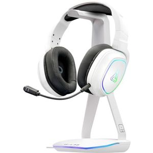 The G-Lab - K-Stand Hydrogen - Gaming Headset Stand - RGB 7 kleuren, aan/uit-knop, 2 x USB hub + USB-C, antislip basis - universele houder voor gamer PC/Ps5/Ps4/Xbox hoofdtelefoon - wit - nieuw