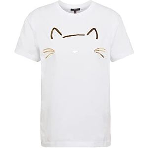 Mavi T-shirt voor dames met kattenprint, wit, XS