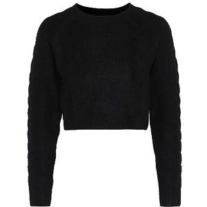 Jalene Modieuze damestrui van gestructureerde wol gebreid gerecycled polyester zwart maat XL/XXL, zwart, XL
