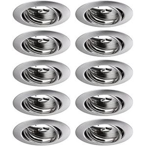 Paulmann 93399 LED inbouwspot rond draaibaar max. 10x10W inbouwspot geborsteld ijzeren inbouwlamp metalen plafondspot GU10 zonder lamp [energieklasse A++]