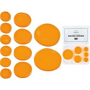 Meinl Cymbals Drum Honey Dempening Gel Pads, 12-delig Assortiment met verschillende maten — Inclusief Container en Dividers (MDHA), Oranje
