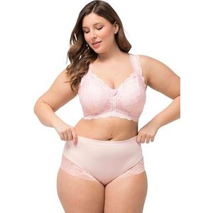 Ulla Popken Midislip, transparante kant, achterkant gerafft slip voor dames, Blasses Rosa, 48-50