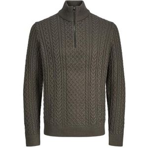 Jack & Jones - Jprblusean Knit Cable Half Zip - Trui - Black Olive