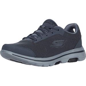 Skechers Heren Gowalk 5 Qualify-Athletic Mesh Lace Up Performance Wandelschoen Sneaker, Houtskool/Zwart 2, 44 EU X-breed