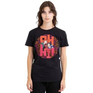 Disney Princess Oh Hi! Merida, Moana en Sneeuwwitje dames T-shirt, zwart, X-Large, Zwart, XL