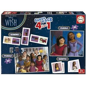 Educa - Superpack Wish | Bordspellen voor kinderen zoals Domino, identiek en 2 puzzels van 25 en 50 stukjes. Meerdere speelmogelijkheden om alleen of begeleid te spelen. Vanaf 3 jaar (19743)