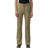 QS Damesbroek met bootcut, elastisch en trendy voor casual en kantoor, olijfgroen, 34W / 32L