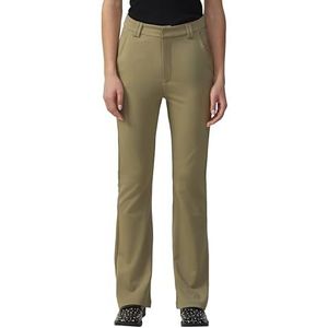 QS Damesbroek met bootcut, elastisch en trendy voor casual en kantoor, olijfgroen, 34W / 32L