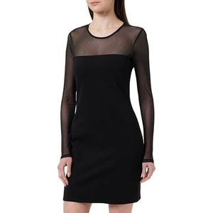 Koton Dames slim fit tule hals en mouw detail mini-jurk, zwart (999), S