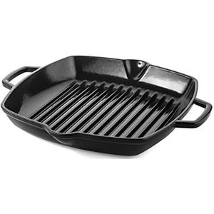 DUCQ Cast Iron Grillpan 28 cm - Extra hoge ribbels voor een unieke grillsmaak