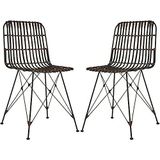 Safavieh set met 2 stoelen, rotan, bruin/zwart, 50 x 45 x 85,59 cm