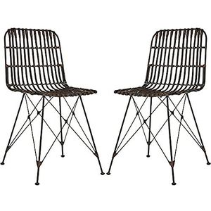 Safavieh set met 2 stoelen, rotan, bruin/zwart, 50 x 45 x 85,59 cm