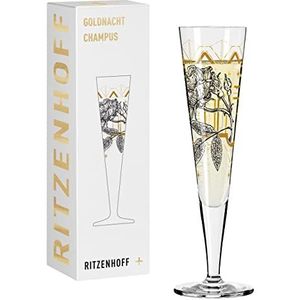 RITZENHOFF 1071029 champagneglas 200 ml – serie Goldnacht nr. 29 – rozentuinmotief met echt goud – Made in Germany