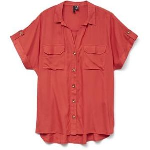 VERO MODA Dames Vmbumpy Ss Shirt WVN Ga Noos, rood (ribbon red), XS