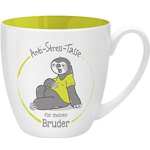 GRUSS & CO Anti-stress-mok motief ""Bruder"" | Mok met spreuk, 45 cl, New Bone China, geschenkmok | 45508