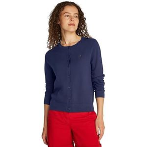 Tommy Hilfiger Damesvest van fijn jersey met knoopsluiting, Blauw (Donker Nacht Marine), XXS
