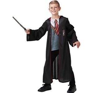 Rubie's Officiële Harry Potter Deluxe Gryffindor Robe, kostuum, inclusief toverstaf en bril, kindermaat, leeftijd 9-10 jaar