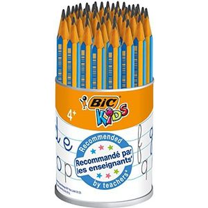 BIC Kids Jumbo Driehoekige HB Grafiet Potloden voor Beginners - Blauwe Lichamen, Potlodenpot van 46 Stuks