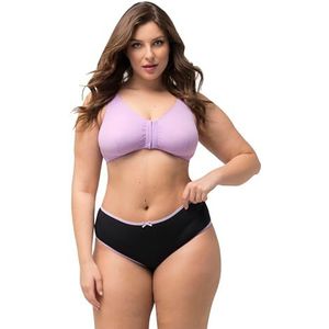 Ulla Popken Dames grote maten grote maten plus size midislips, 5-pack, gekleurde randen 827454, zwart, 58-60