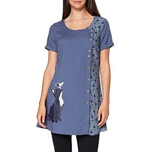 Joe Browns Dames Cute Cat Tunic tuniek shirt, a-Blauw, 34