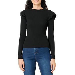 ONLY Dames ONLSIA Sally Ruffle LS KNT NOOS pullover, zwart, S