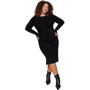 Trendyol Dames Plus Size Dress-Black-Basic Jurk, zwart, XL