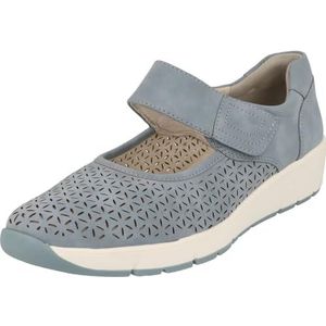 Jana - 8-24664-42 Bandschoenen - Denim Blauw - Klittenbandsluiting - Wijdte H