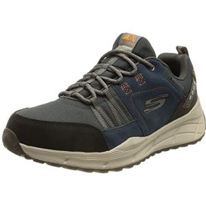 Skechers Equalizer 4.0 Trail Kandala Sneaker voor heren, Navy lederen mesh synthetische oranje trim, 39.5 EU