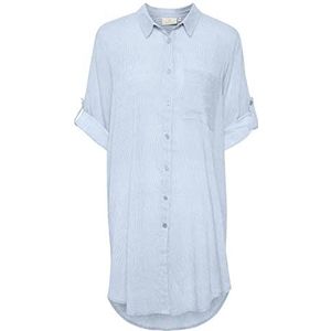 KAFFE T-shirt voor dames, 3/4 mouwen, tuniek, casual, lang, kasjmier blauw/krijtstreep, maat 34