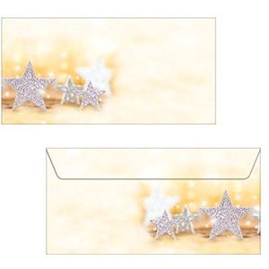 SIGEL DU035 enveloppen Kerstmis ""Glitter Stars"", DIN lang, 50 stuks