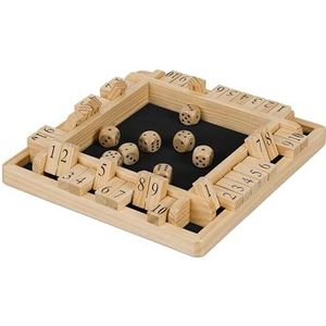 Relaxdays Shut The Box, 10-delig, 2 tot 4 spelers, hout, klapspel voor kinderen en volwassenen, dobbelspel, natuur/zwart, 1 stuk