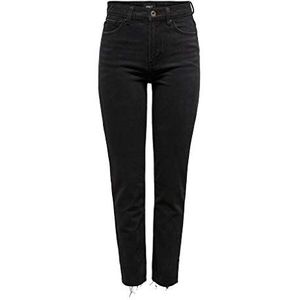 ONLY Onlemily HW Jeans voor dames, rechte pasvorm, zwart denim, 26W x 34L