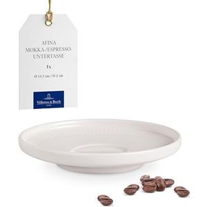 Villeroy & Boch - Afina Espresso Onderschotel van Premium Porselein, Ondersetters voor Mokka- en Espressokopjes, Made in Germany, Vaatwasser- en Magnetronbestendig, Stapelbaar, Wit