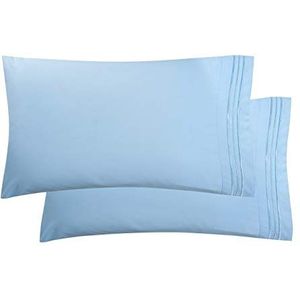 Elegant Comfort Luxe ultrazachte 2-delige kussensloopset, dubbel geborsteld microvezel van 1500 premium hotelkwaliteit, kreukbestendig, kingsize formaat, blauw (Aqua Blue)