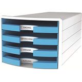 HAN Ladebox IMPULS 2.0 met 4 open laden voor DIN A4/C4 incl. tekstborden, uittrekblokkering, meubelvriendelijke rubberen voeten, design in premium kwaliteit, 1013-54, wit/lichtblauw