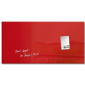 SIGEL GL147 Premium glazen whiteboard 91x46 cm rood hoogglanzend, TÜV-getest, eenvoudige montage, glazen magneetbord Artverum