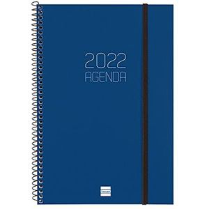 Finocam - Agenda 2022, verticaal, van januari 2022 tot december 2022 (12 maanden) E11 - 165 x 242 mm, spiraalbinding, blauw, Spaans