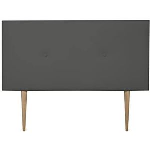 DUÉRMETE ONLINE Premium hoofdbord, model Milan, met poten, bekleding van hoogwaardig kunstleer, hout, grijs, 100 x 60 cm (bed 90)