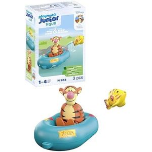 PLAYMOBIL JUNIOR Aqua & Disney 71704 Teigetjes opblaasbare boottocht, inclusief Teigetje en tijgervis, duurzaam speelgoed gemaakt van plantaardig plastic, speelgoed voor kinderen vanaf 1 jaar