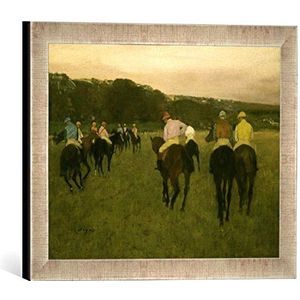 Ingelijste afbeelding van Edgar Degas Les Courses à Longchamp, kunstdruk in hoogwaardige handgemaakte fotolijst, 40 x 30 cm, zilver Raya