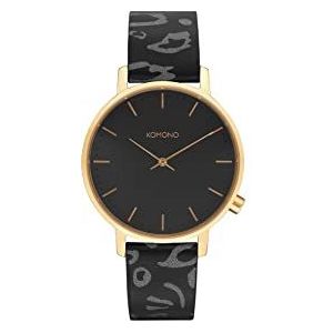 KOMONO Harlow Animal Black Women's Japanese Quartz Analogue Watch with Leather Strap