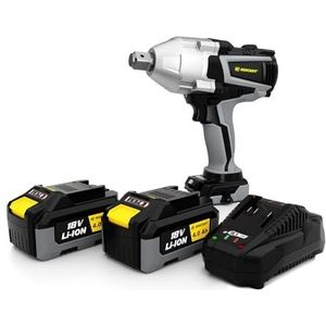 Rodcraft RC9087K4 Accu-slagschroevendraaier, vierkant 3/4 inch, max. losmoment 1500 Nm, LED-licht, set met 2 x 4Ah accu + oplader + stoffen tas