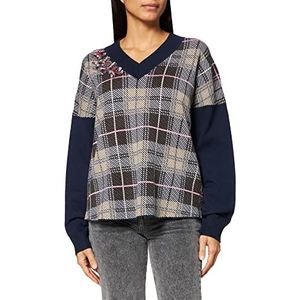 IPEKYOL Womens Below Hips Plaid Patroon Knitwear Sweater, Navy, Large