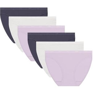 Dim Set van Les Pockets EcoDim ondergoed 6 dames, Zacht Lila/Wit/Turkijn Blauw, S